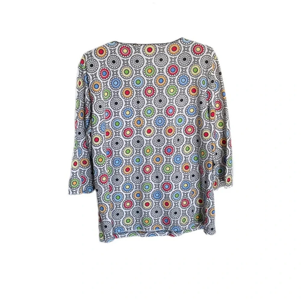 Shenanigan’s Colorful Geometric Design Cotton Blend 3/4 Sleeve Blouse Women’s XL - Picture 2 of 10